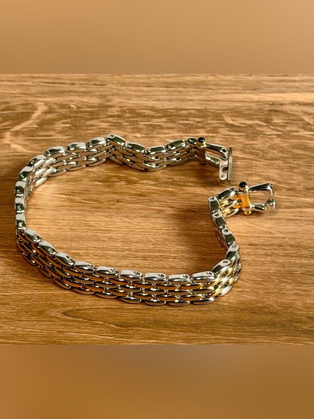 Silver Tone Multi-Row Link Chain Bracelet 7” Statement Bracelet